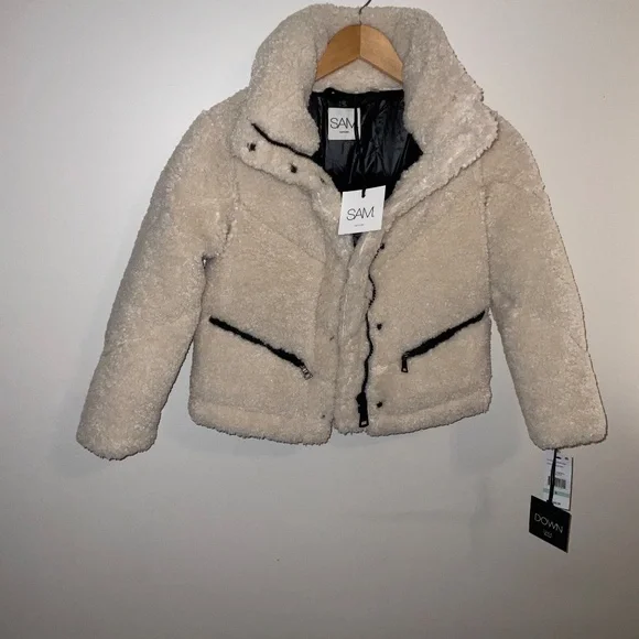 SAM. NYC Girls Sherpa Mid Coat – Size 8 (Almond) – NWT - Picture 13 of 14